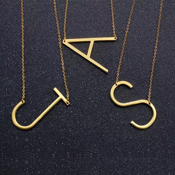 Gold Initial Pendant Necklace Letters A-Z - Picture 8 of 8